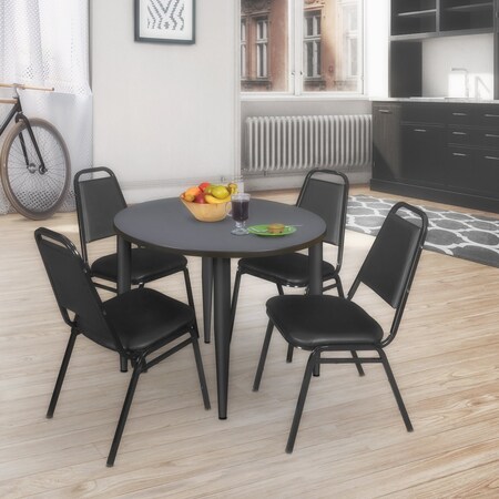 Regency Kahlo Round Table & Chair Sets, 42 W, 42 L, 29 H, Wood, Metal, Vinyl Top, Grey TPL42RNDGYBK29BK